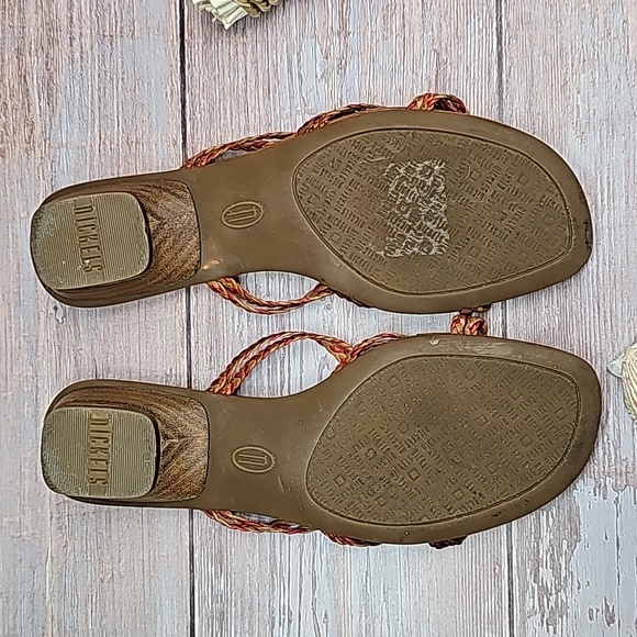 NICKLES RED AND BROWN BRAIDED LEATHER SANDALS - Picture 9 of 13